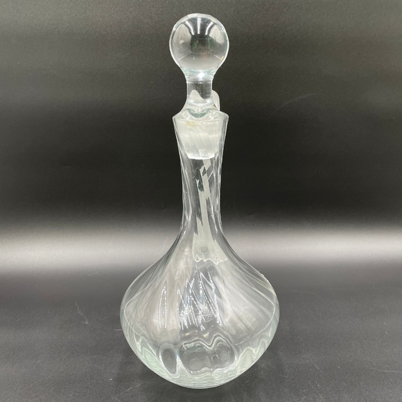 Vintage 1960s Romanian Optic Swirl Decanter & Wine Glass Set Frosted Barware - Picture 2 of 12